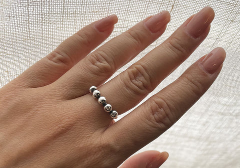 Minimalist silver ball ring