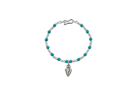 Silver and Turquoise beads charm bracelet