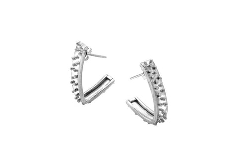 Geometric sterling silver earrings with tiny silver dots